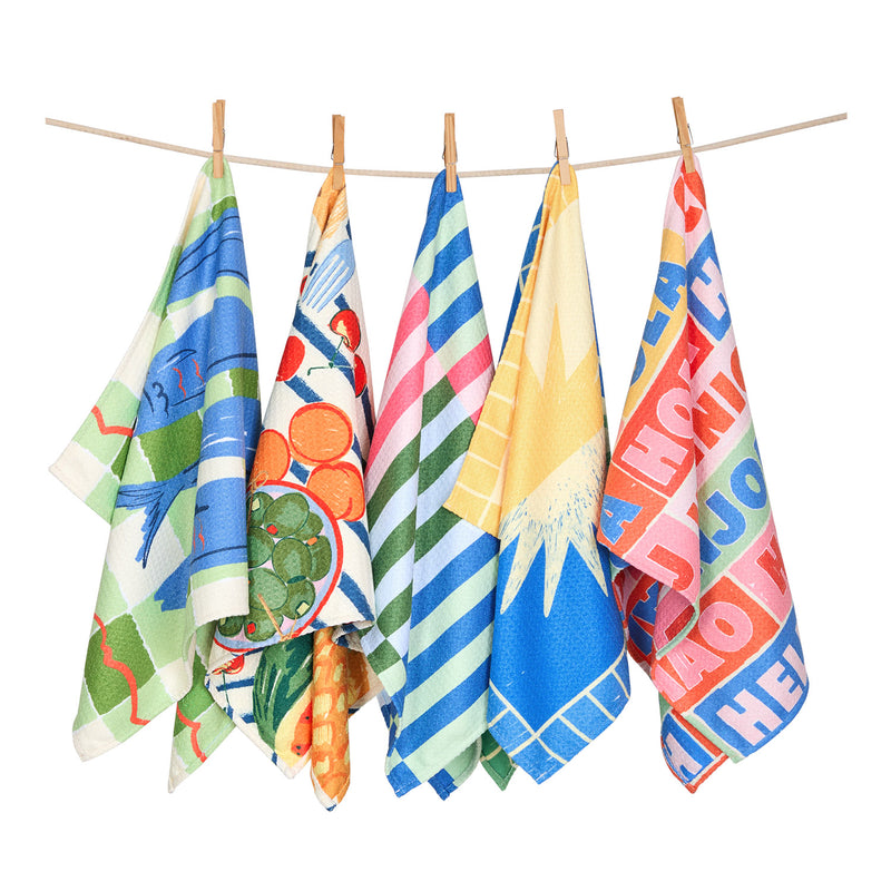 dock and bay tea towel