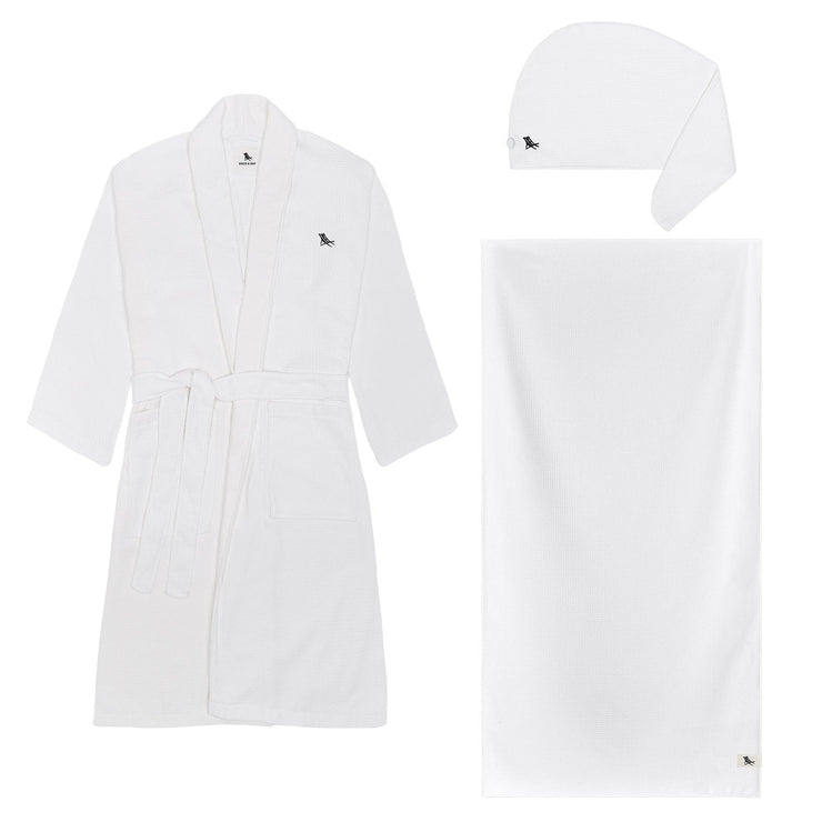 Dock & Bay Robe + Towel + Hair Wrap Bundle - Crystal White