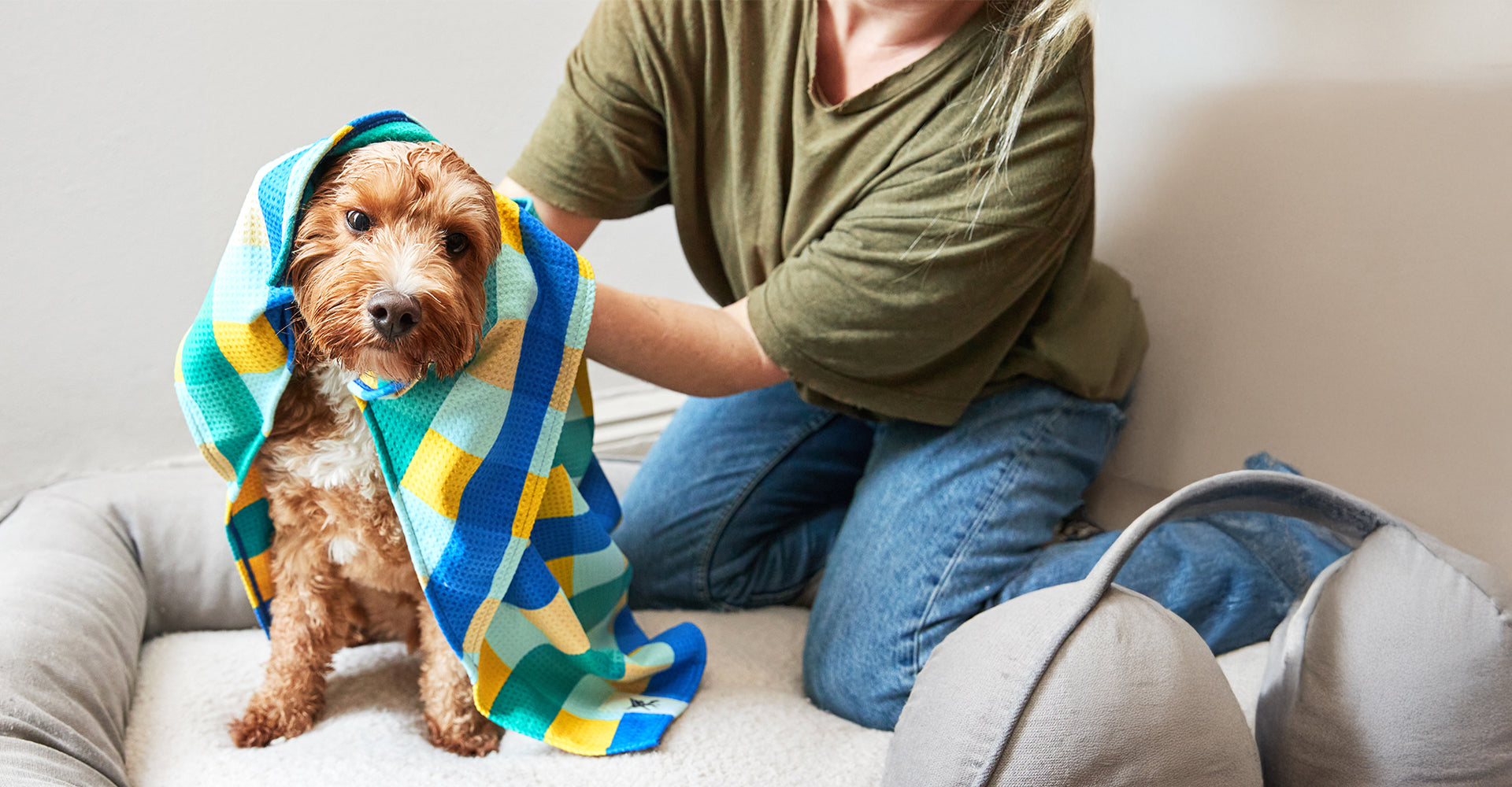 Dock & Bay Dog Towel - Puppy Plaid